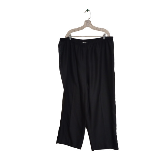 Roaman's Elastic Waist Pull Up Polyester Dress Pants Size 32W Black 44"L - Picture 1 of 3